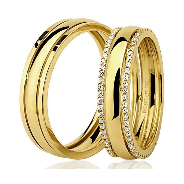 Alianças em Ouro 18k BRUNER com Brilhantes 10.8g 5.2mm